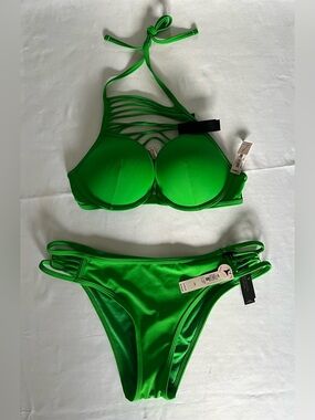 Victoria's Secret SwimVS Archives Swim Bikini Top 32D & Bottom M Green
